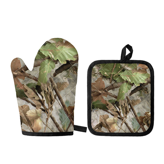 Hunting Camouflage Pattern Print Oven Mitt And Pot Holder Set