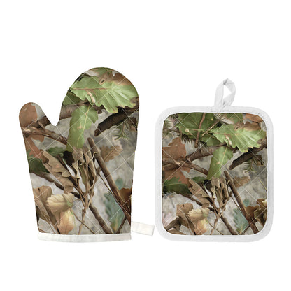 Hunting Camouflage Pattern Print Oven Mitt And Pot Holder Set