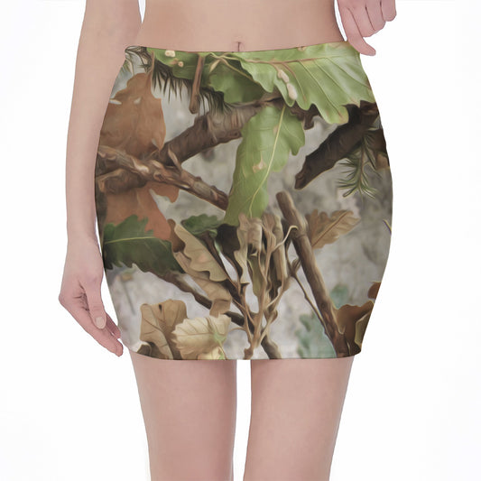 Hunting Camouflage Pattern Print Pencil Mini Skirt