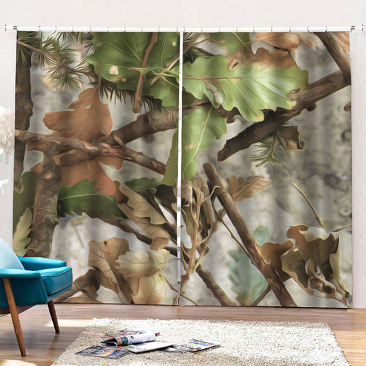 Hunting Camouflage Pattern Print Pencil Pleat Curtains