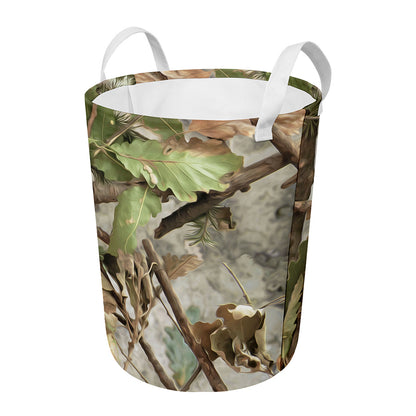 Hunting Camouflage Pattern Print Round Laundry Basket