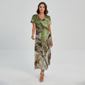 Hunting Camouflage Pattern Print Short Sleeve Maxi Dress