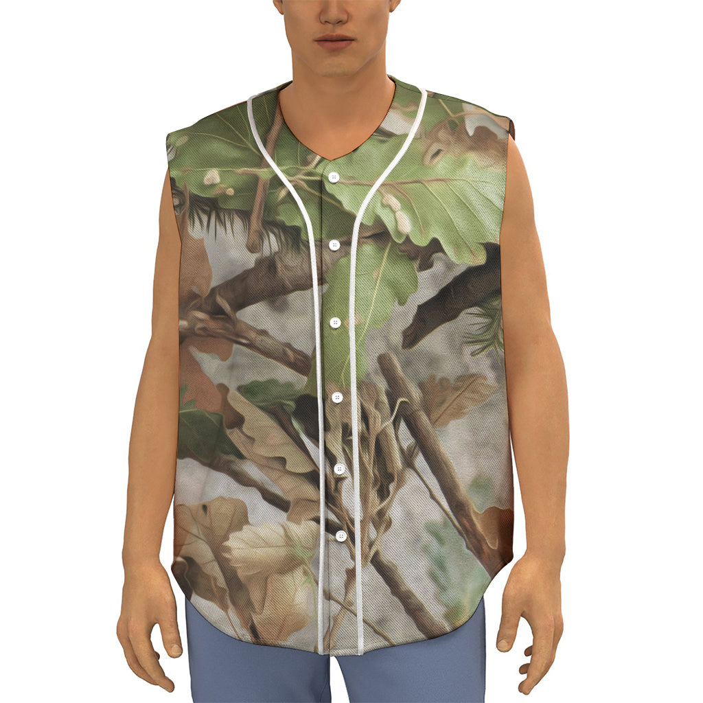 Hunting Camouflage Pattern Print Sleeveless Baseball Jersey