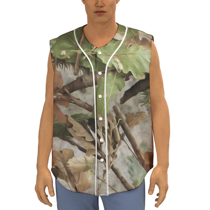Hunting Camouflage Pattern Print Sleeveless Baseball Jersey