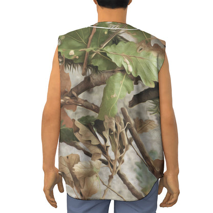 Hunting Camouflage Pattern Print Sleeveless Baseball Jersey
