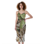Hunting Camouflage Pattern Print Slim Fit Midi Cami Dress