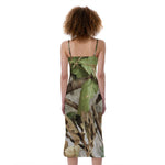 Hunting Camouflage Pattern Print Slim Fit Midi Cami Dress