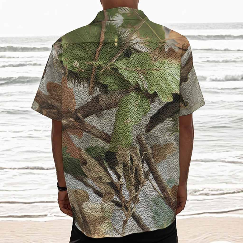 Hunting Camouflage Pattern Print Textured Short Sleeve Shirt