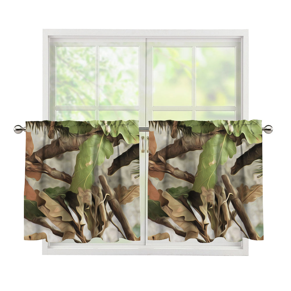 Hunting Camouflage Pattern Print Tier Curtains