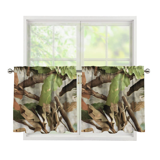 Hunting Camouflage Pattern Print Tier Curtains