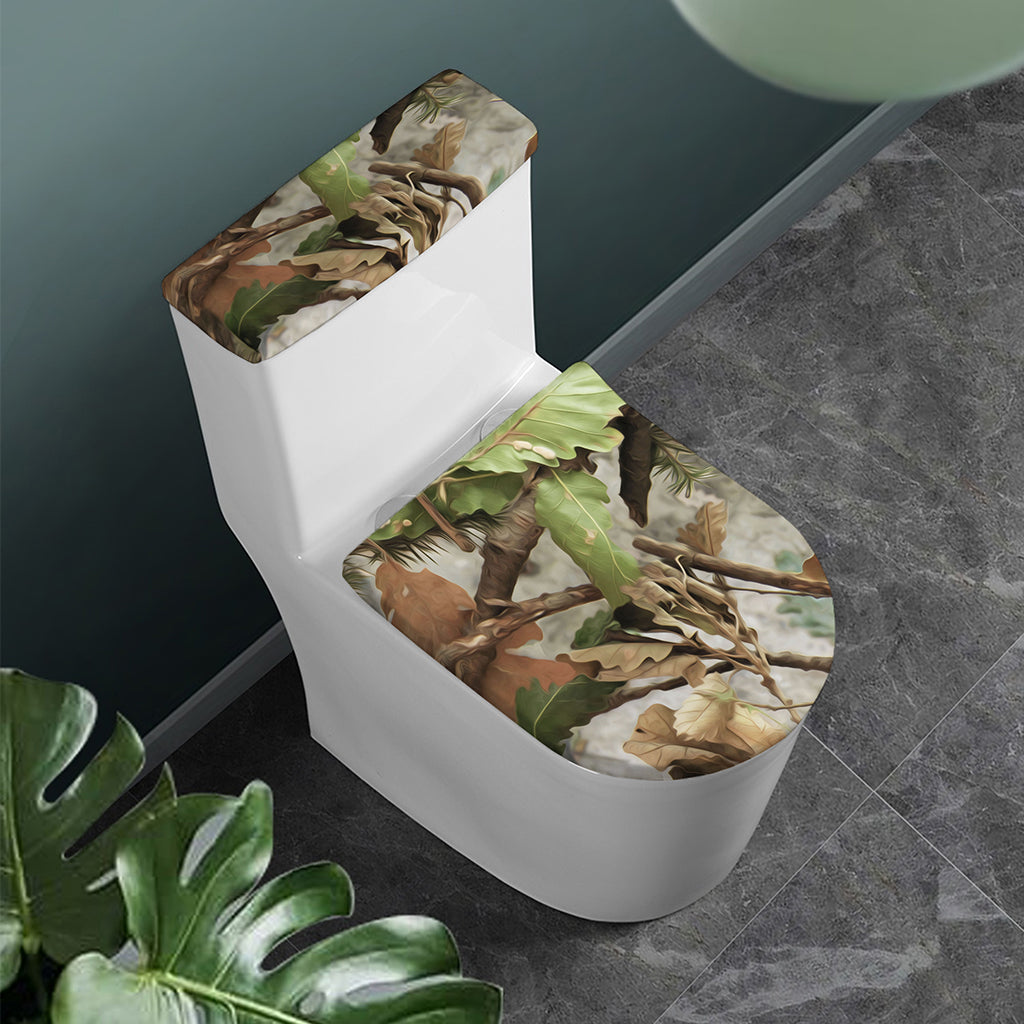 Hunting Camouflage Pattern Print Toilet Lid And Tank Cover Set