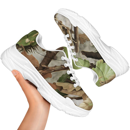 Hunting Camouflage Pattern Print White Chunky Shoes