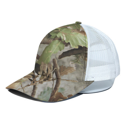 Hunting Camouflage Pattern Print White Mesh Trucker Cap