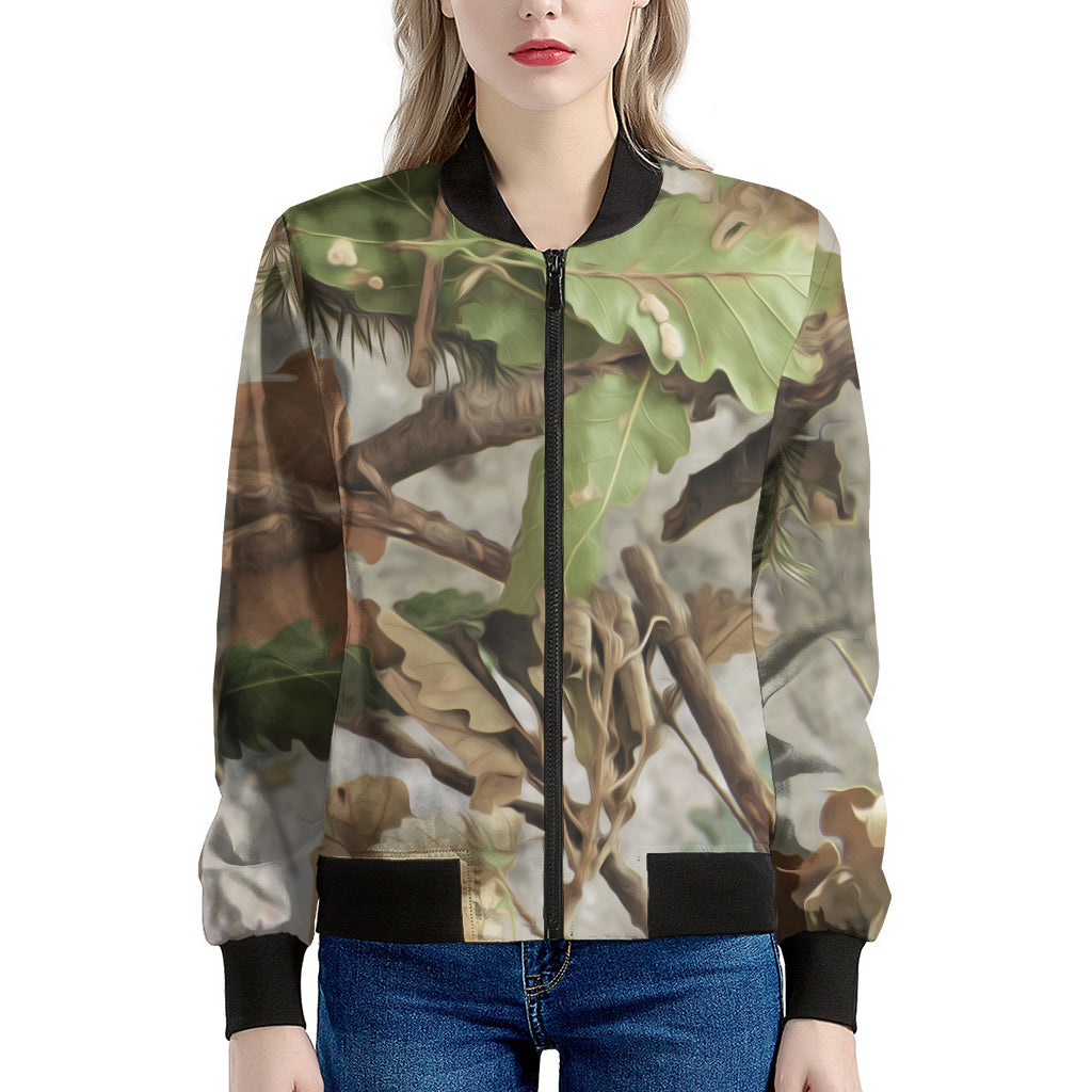 Hunting Camouflage Pattern Print Women's Bomber Jacket