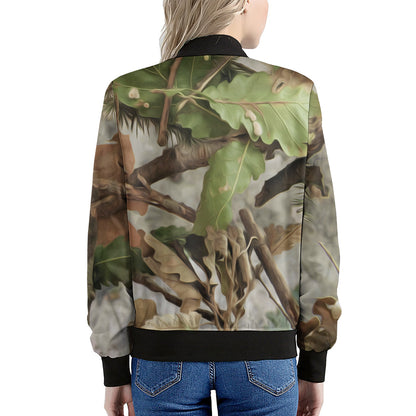 Hunting Camouflage Pattern Print Women's Bomber Jacket