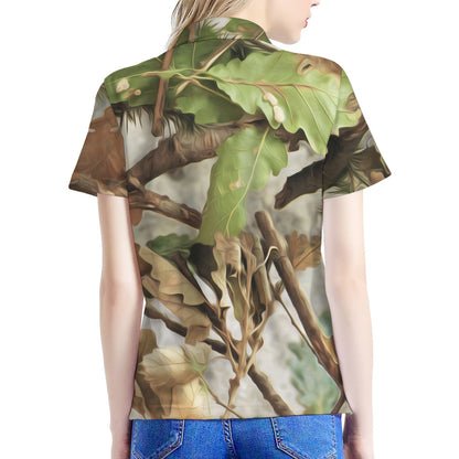 Hunting Camouflage Pattern Print Women's Polo Shirt