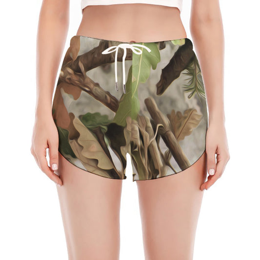 Hunting Camouflage Pattern Print Women's Split Running Shorts