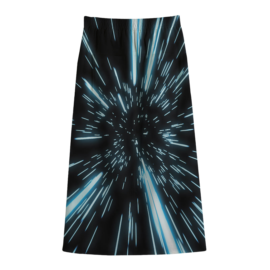 Hyperspace Lightspeed Print Cotton Front Slit Maxi Skirt