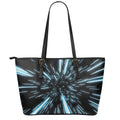Hyperspace Lightspeed Print Leather Tote Bag With Zipper