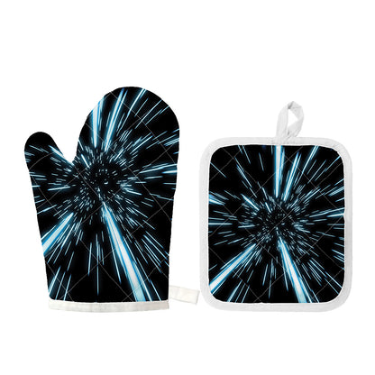 Hyperspace Lightspeed Print Oven Mitt And Pot Holder Set
