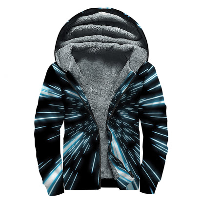 Hyperspace Lightspeed Print Sherpa Lined Zip Up Hoodie