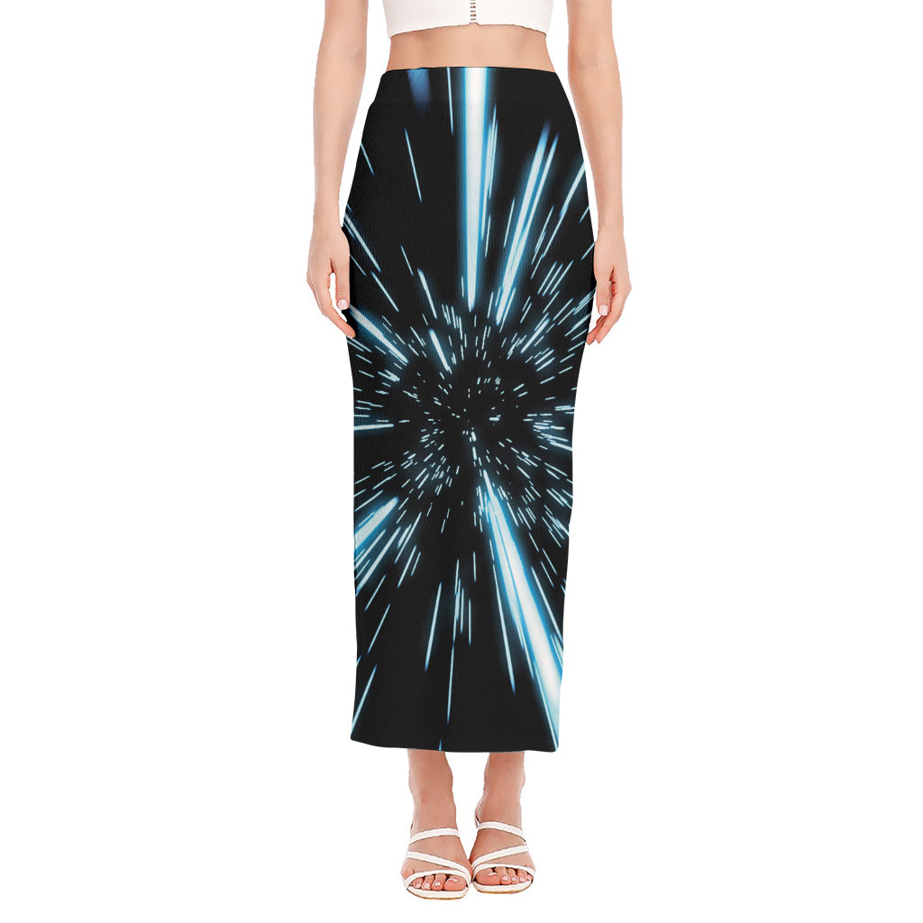 Hyperspace Lightspeed Print Side Slit Maxi Skirt