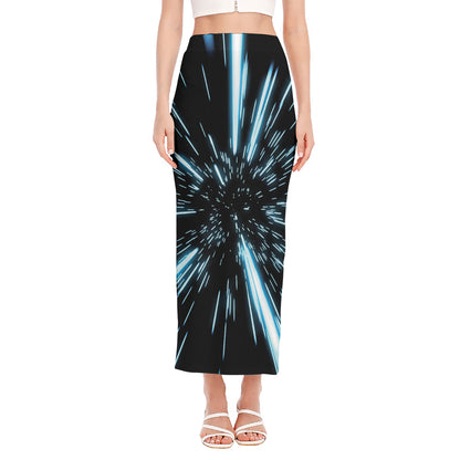 Hyperspace Lightspeed Print Side Slit Maxi Skirt