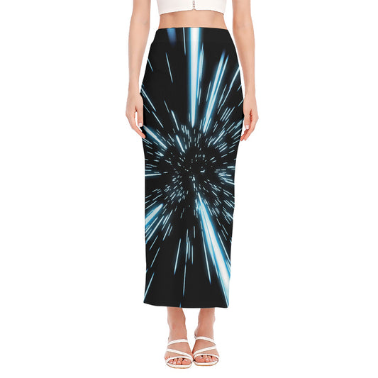 Hyperspace Lightspeed Print Side Slit Maxi Skirt