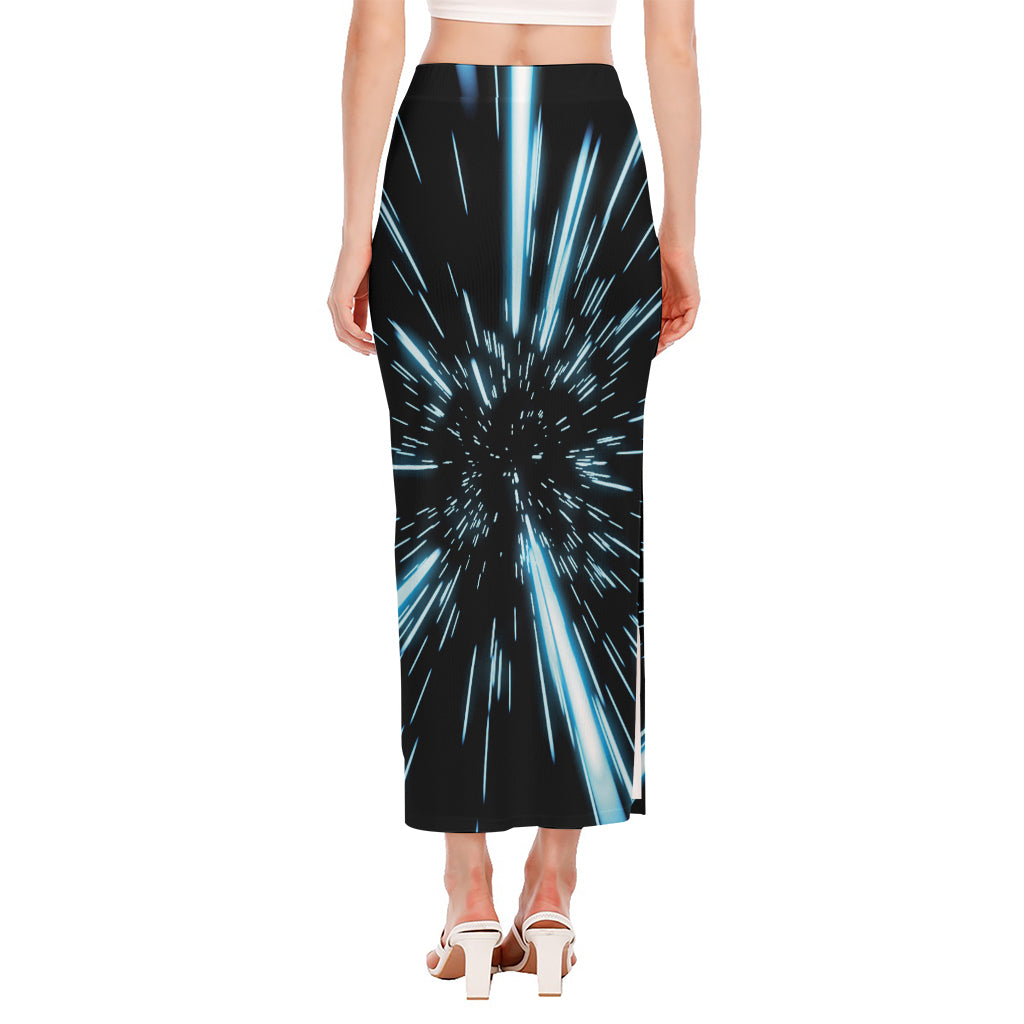 Hyperspace Lightspeed Print Side Slit Maxi Skirt