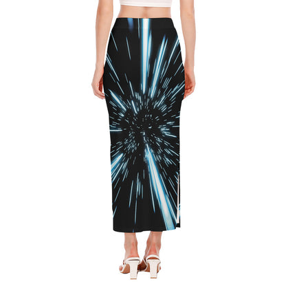 Hyperspace Lightspeed Print Side Slit Maxi Skirt