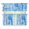 Ice Blue Marble Print 3 Piece Kitchen Curtains