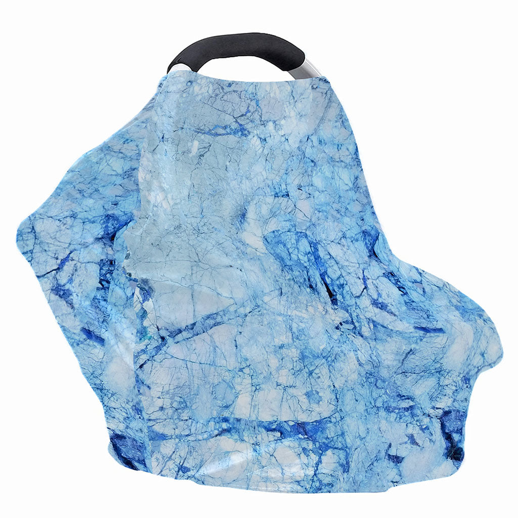 Ice Blue Marble Print Baby Seat Cover