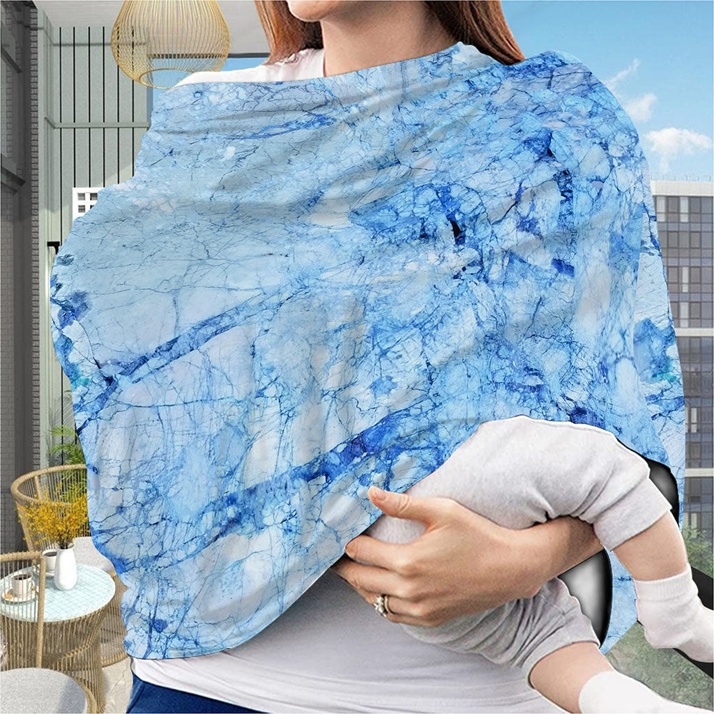 Ice Blue Marble Print Baby Seat Cover