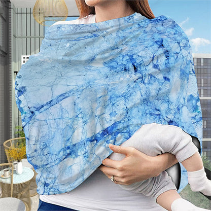 Ice Blue Marble Print Baby Seat Cover