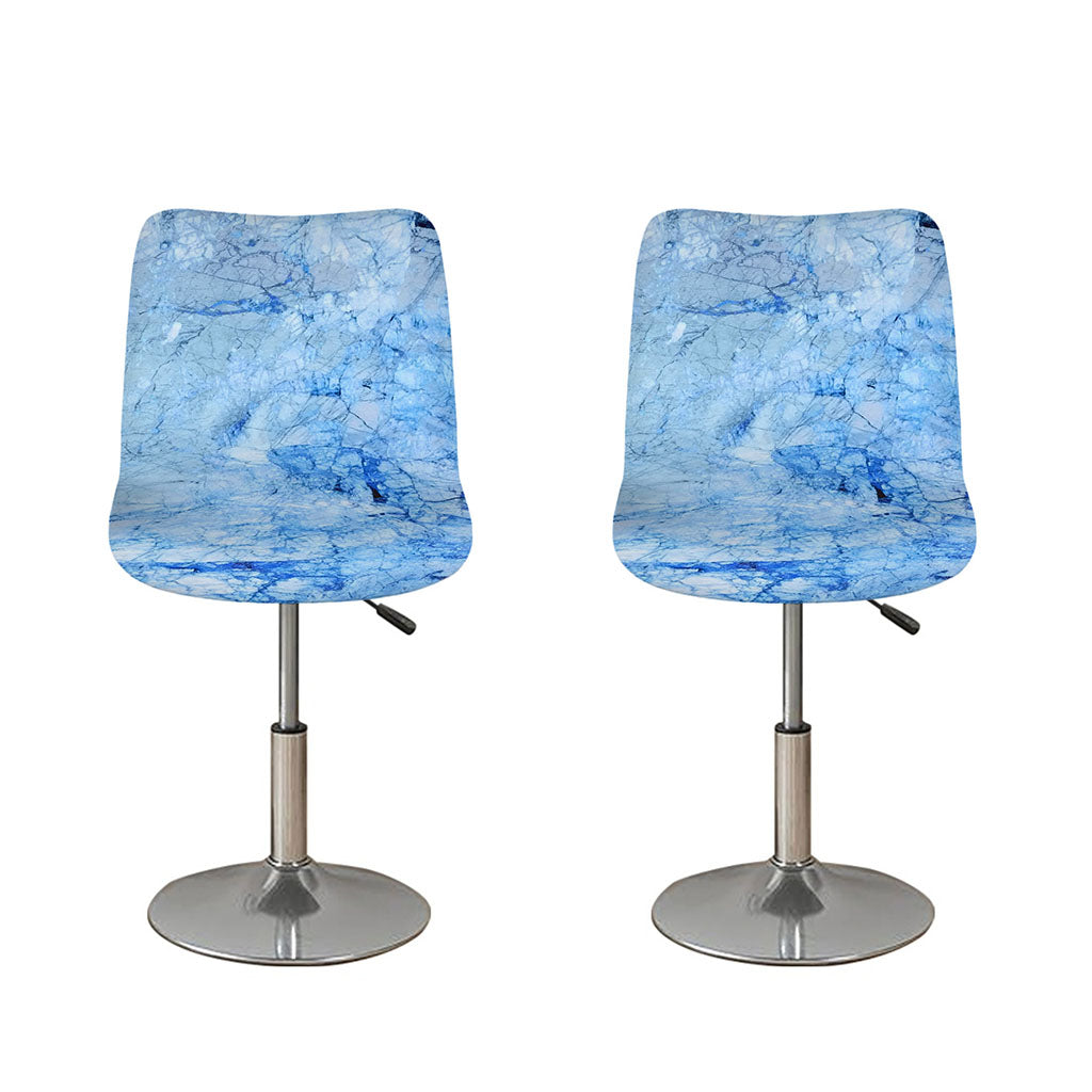 Ice Blue Marble Print Bar Stool Covers