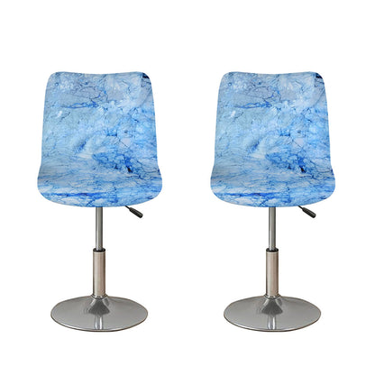 Ice Blue Marble Print Bar Stool Covers