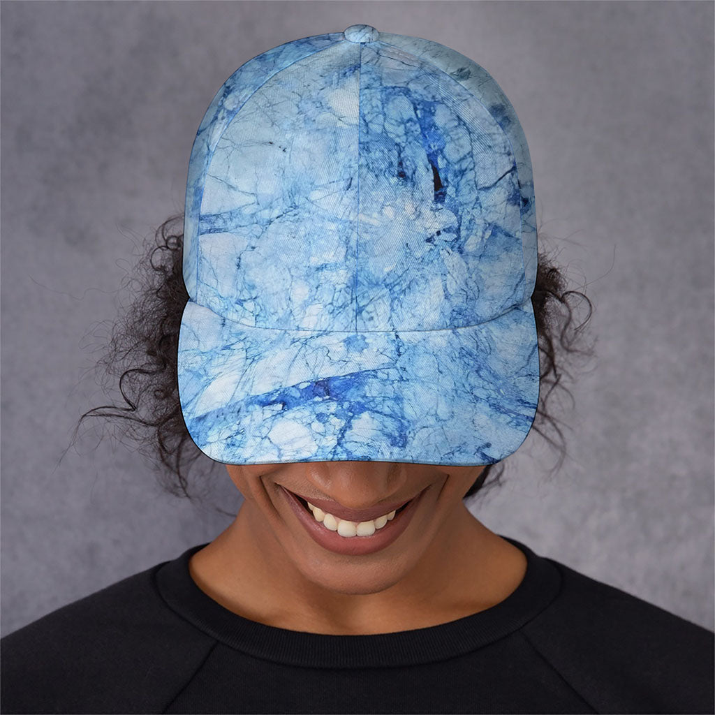 Ice Blue Marble Print Baseball Cap