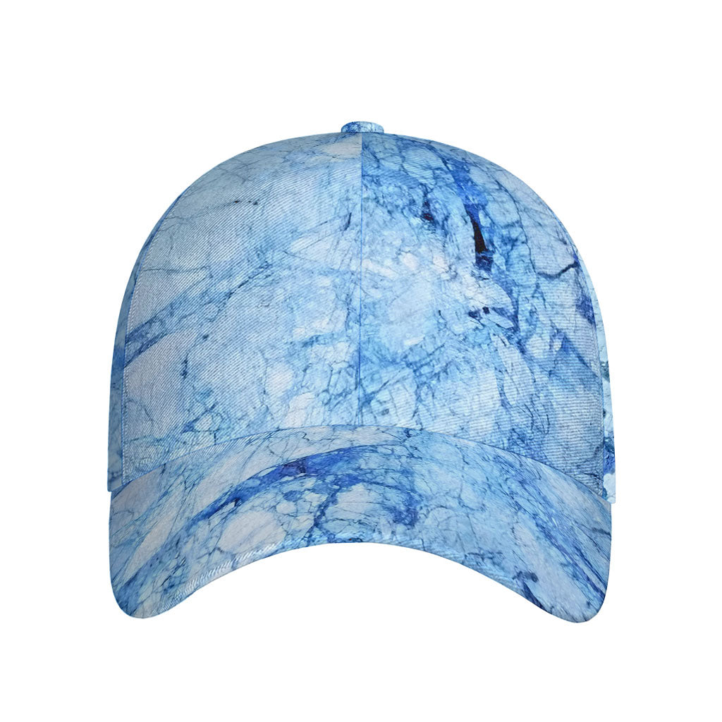 Ice Blue Marble Print Baseball Cap
