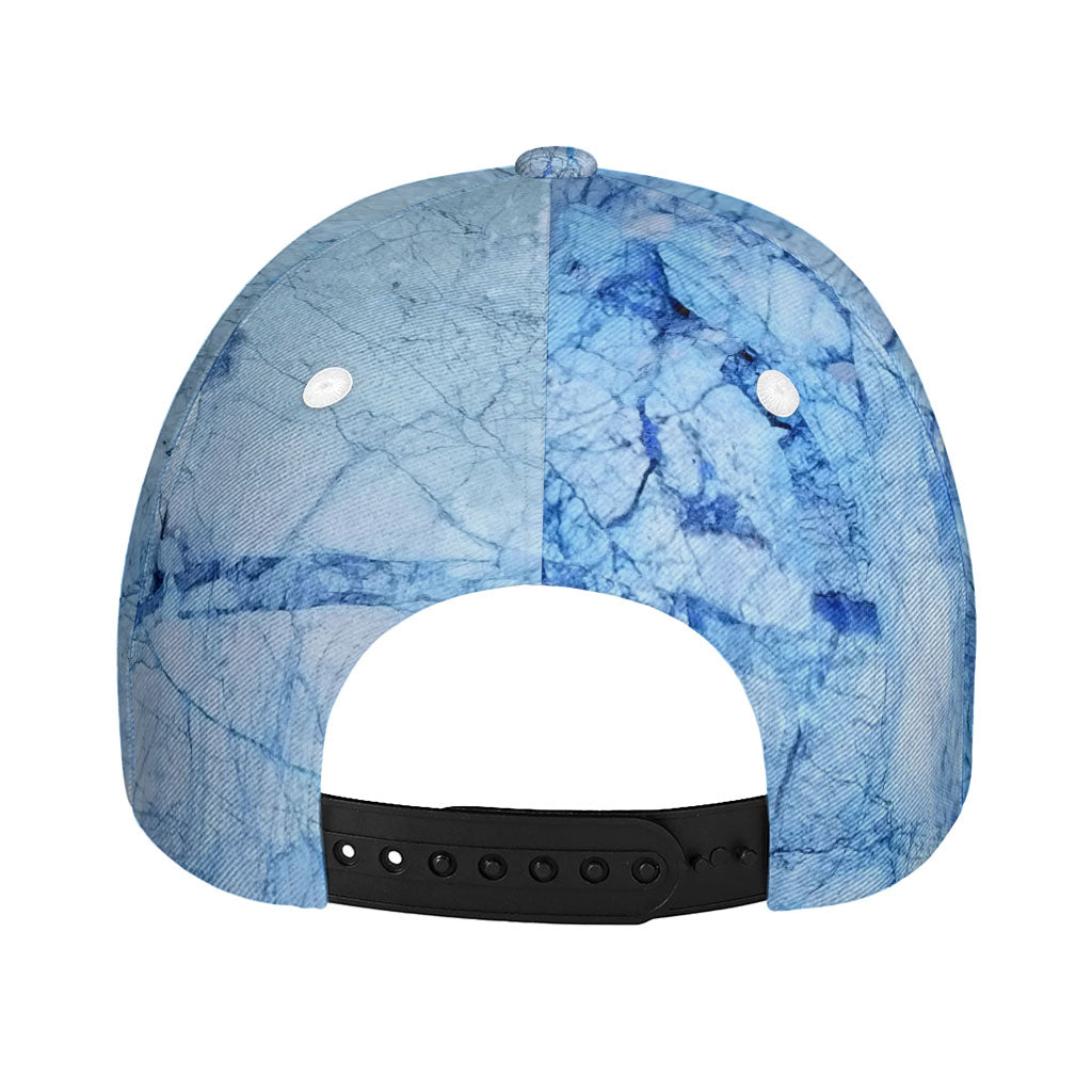 Ice Blue Marble Print Baseball Cap