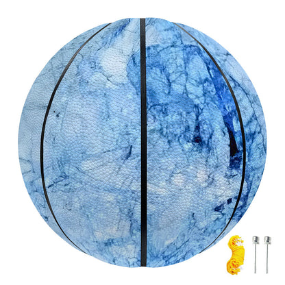 Ice Blue Marble Print Basketball