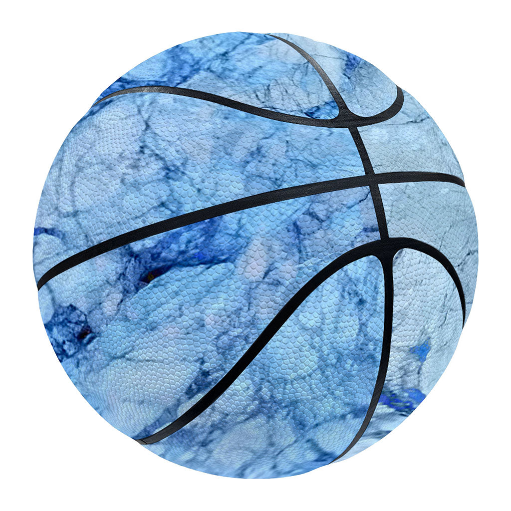 Ice Blue Marble Print Basketball