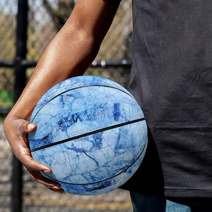Ice Blue Marble Print Basketball