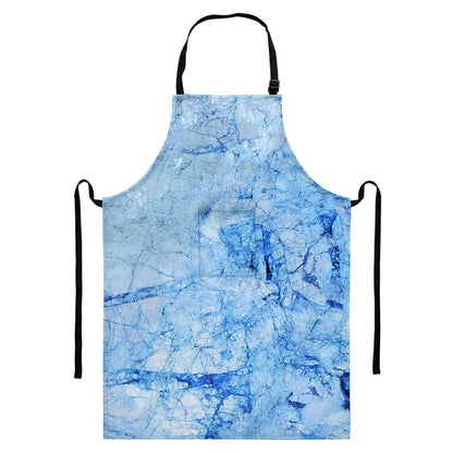 Ice Blue Marble Print Bib Apron With Pocket