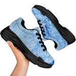 Ice Blue Marble Print Black Chunky Shoes