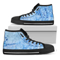 Ice Blue Marble Print Black High Top Sneakers