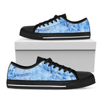 Ice Blue Marble Print Black Low Top Sneakers