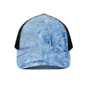 Ice Blue Marble Print Black Mesh Trucker Hat