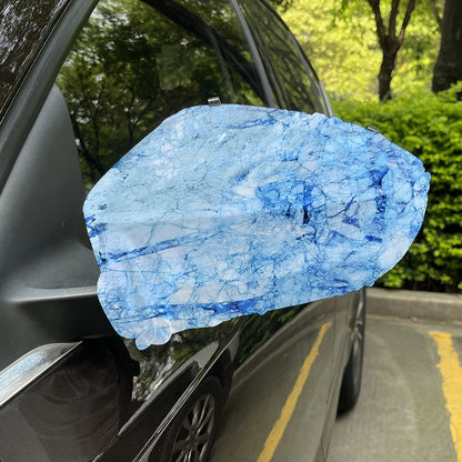 Ice Blue Marble Print Car Side Mirror Covers