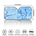 Ice Blue Marble Print Car Windshield Sun Shade
