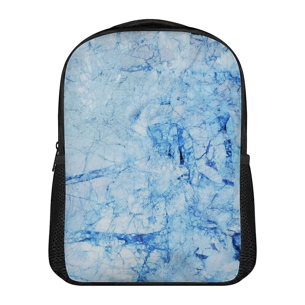 Ice Blue Marble Print Casual Backpack